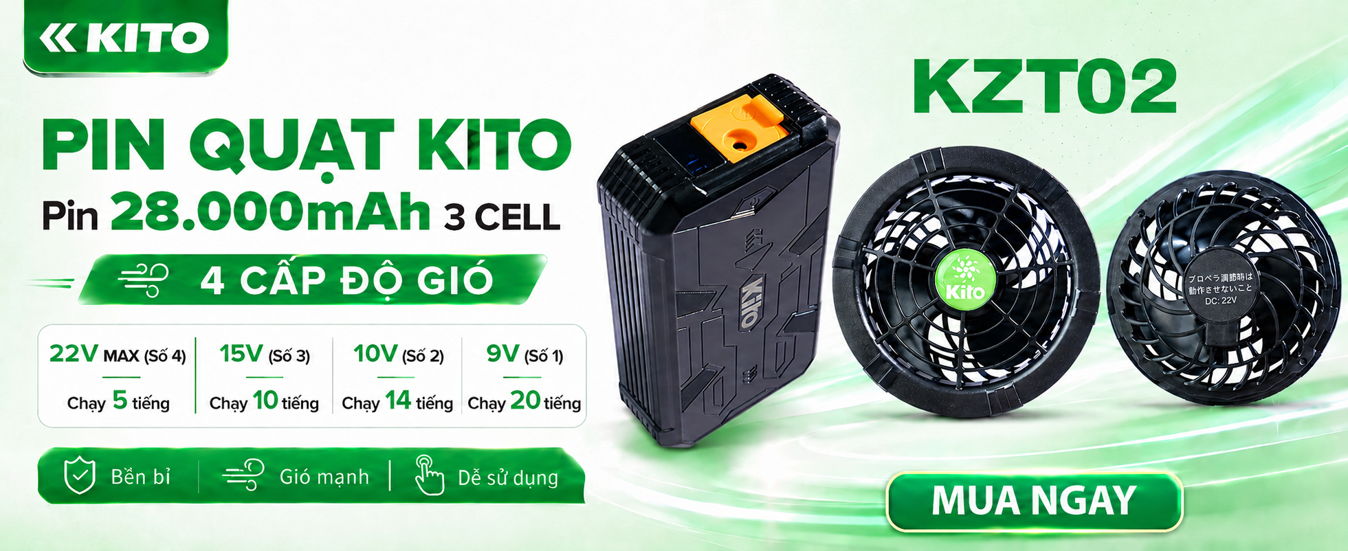 Pin Quạt KITO